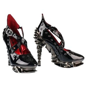 NWOB Hades Shoes H-Crow Chrome Plated Multi-Piece Spinal 6" Heel 8 Black!